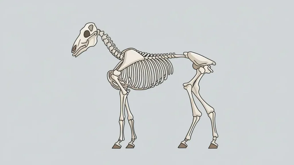 Ilustration eines Pferdeskeletts mit Iliosakralgelenk