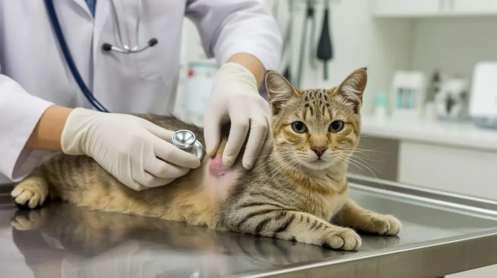 Katze mit Tumor beim Tierarzt
