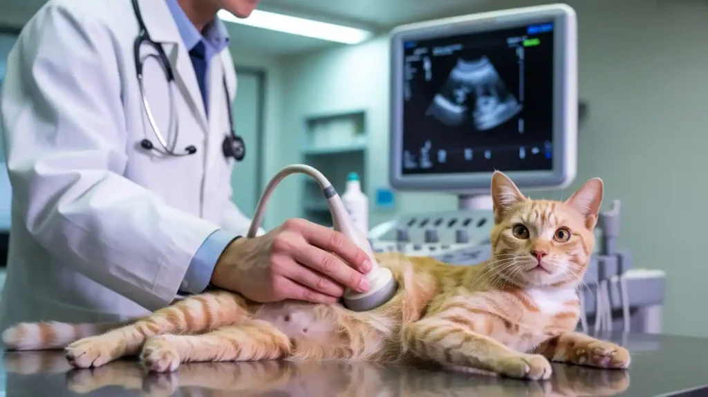 Tierarzt untersucht Katze mit Ultraschall