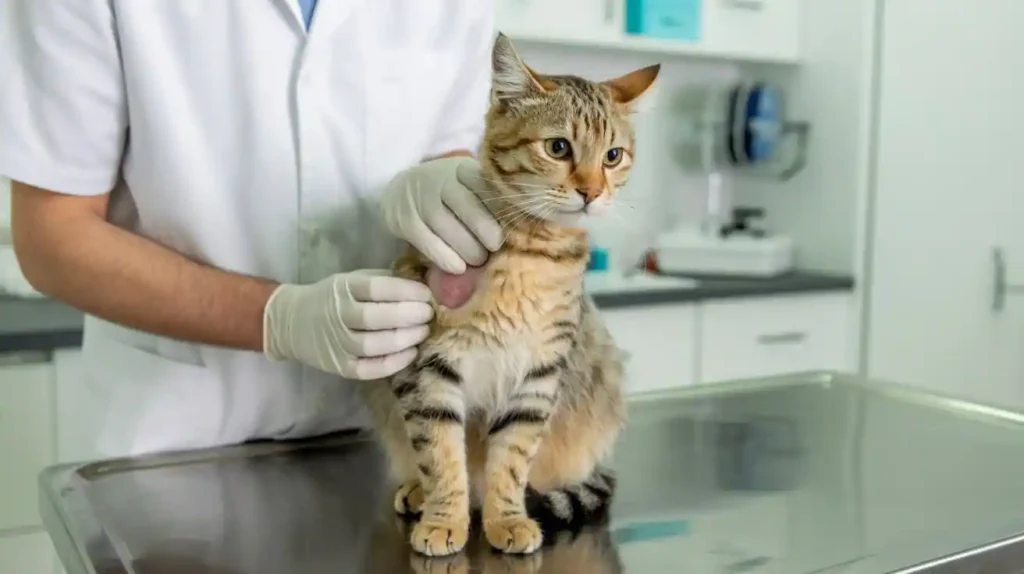 Katze mit Fibrosarkom beim Tierarzt