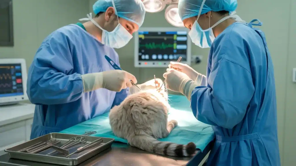 Katze mit Fibrosarkom wird operiert