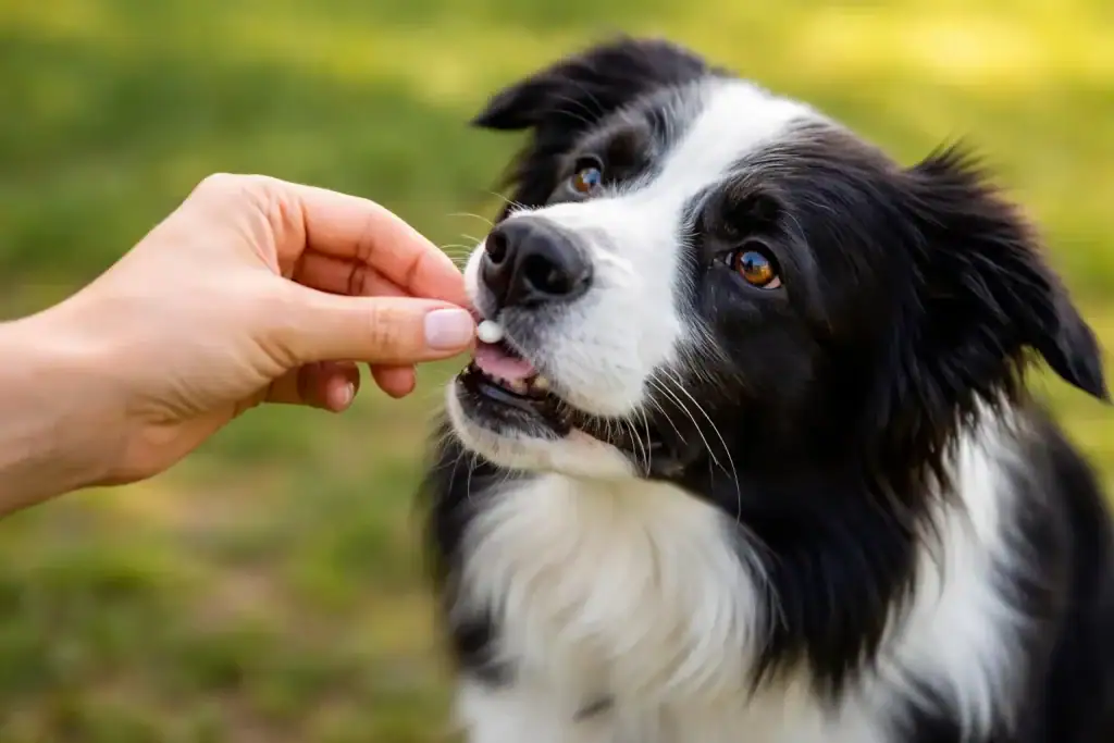 Hund bekommt Gelsemium Globuli