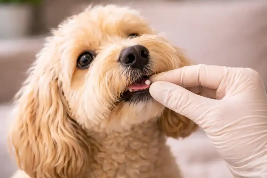 Hund bekommt Stramonium Globuli