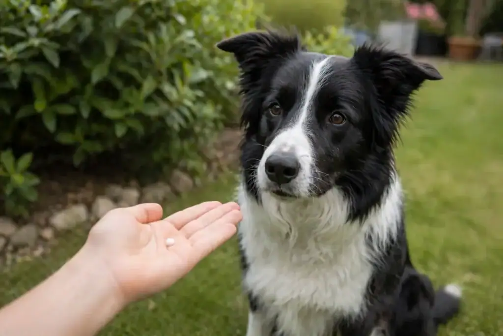 Hund bekommt Sulfur Globuli