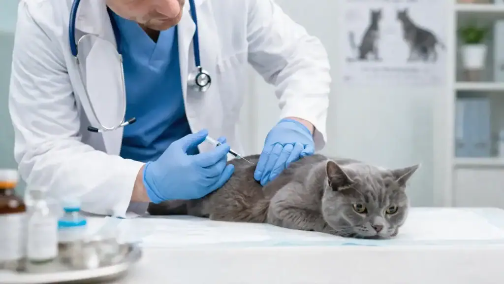 Katze beim Tierarzt für Cerenia Injektion