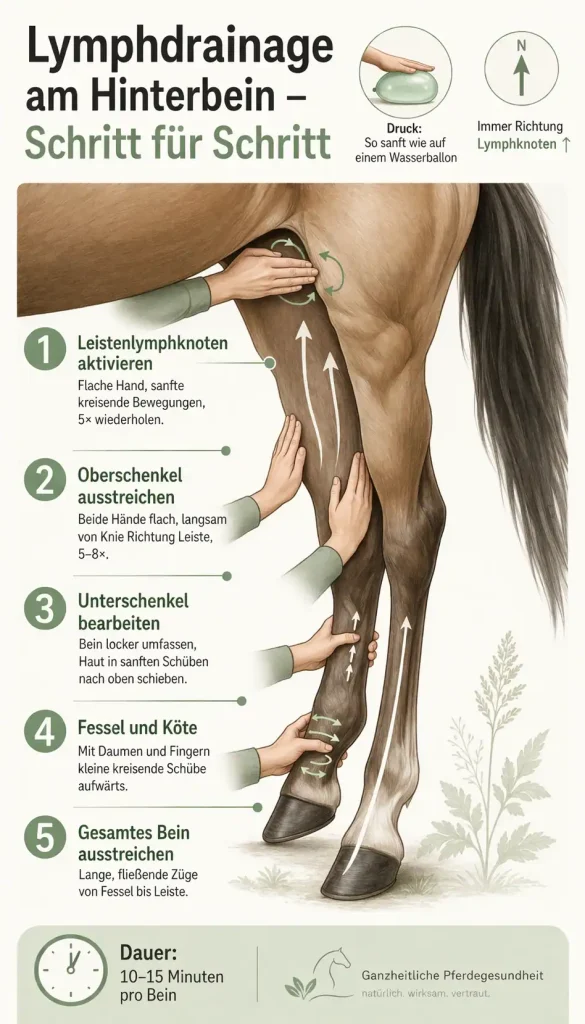 Lymphdrainage Pferd Anleitung (Infografik)