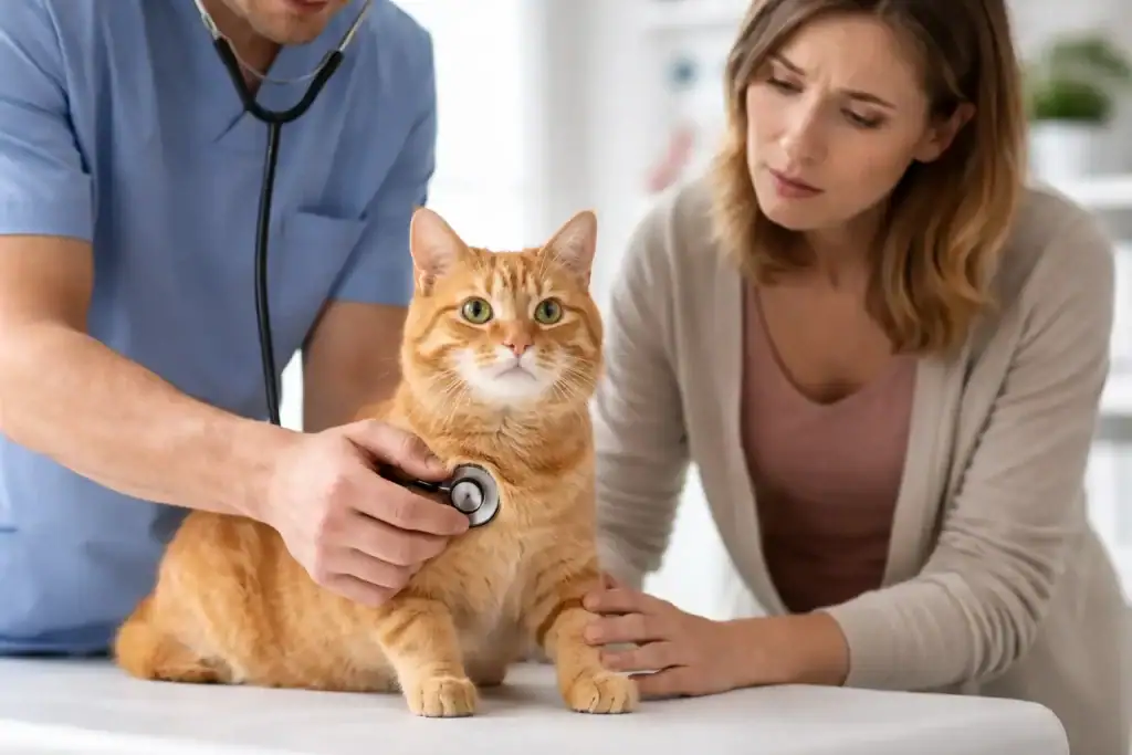 Katze beim Tierarzt um Ondansetron zu bekommen
