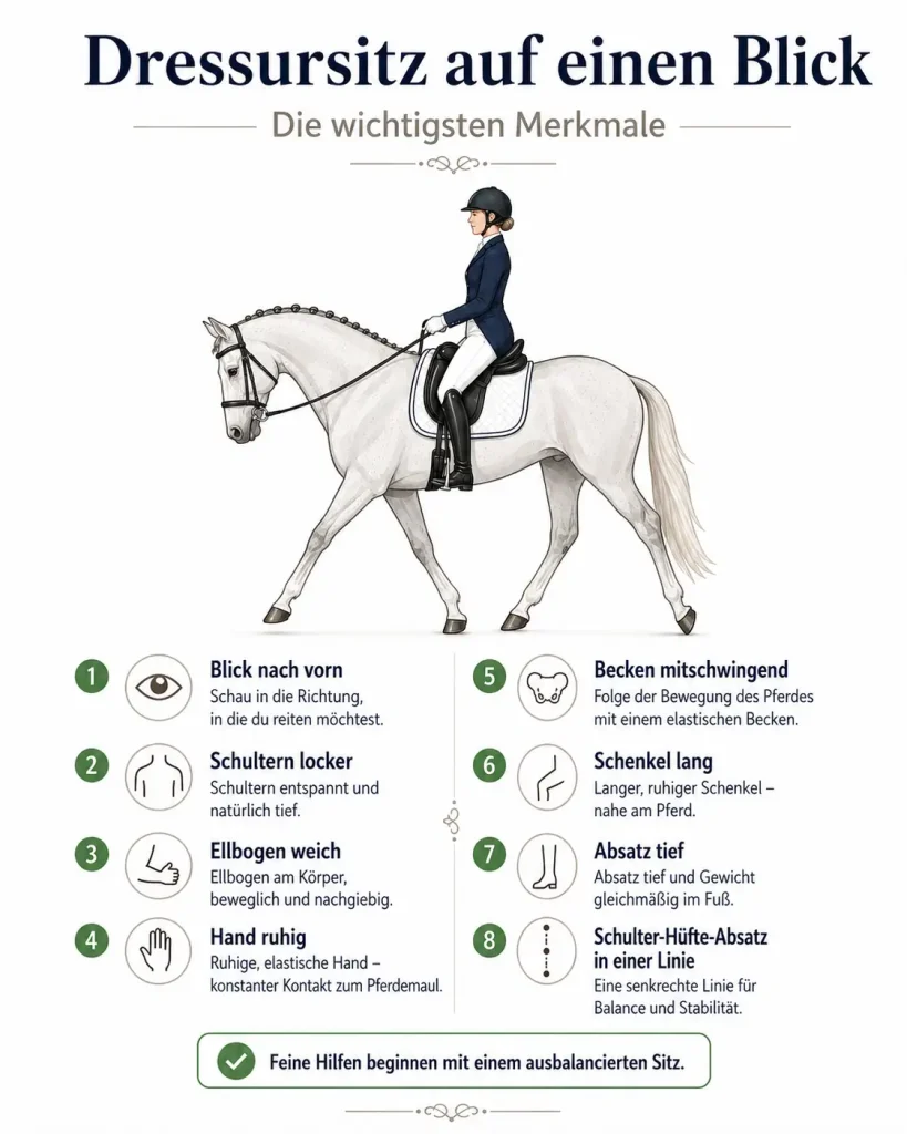 Der korrekte Dressursitz Infografik