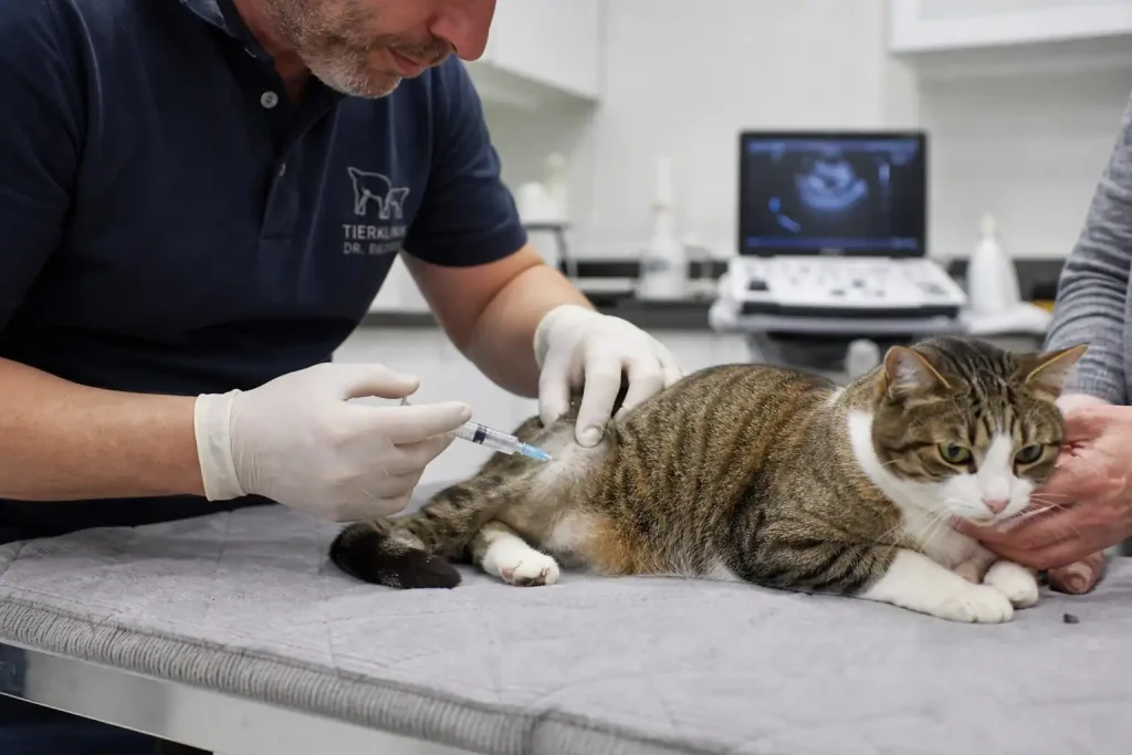 Katze mit Arthrose bekommt Solensia vom Tierarzt