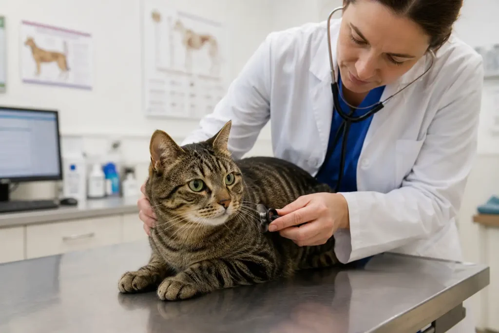 Katze unter Gabapentin Einfluss beim Tierarzt