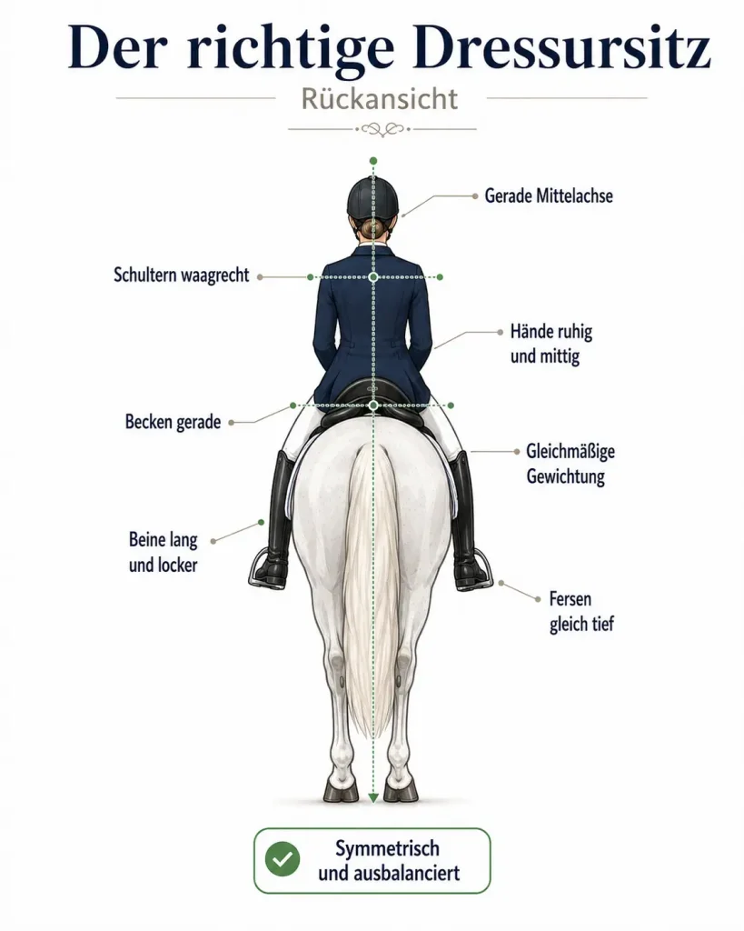 Richtiger Dressursitz Rückansicht Infografik