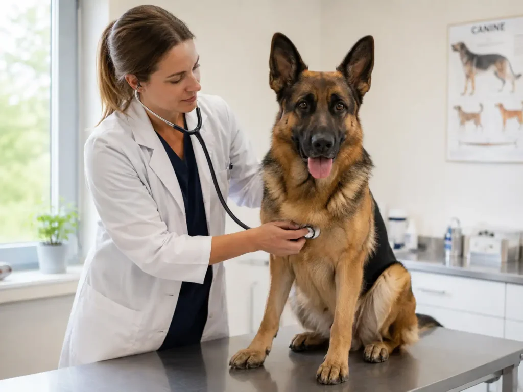 Tierärztin untersucht Hund und verschreibt Trazodon