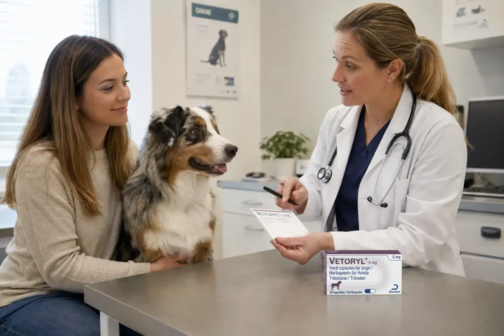 Tierärztin verschreibt Vetoryl für den Hund