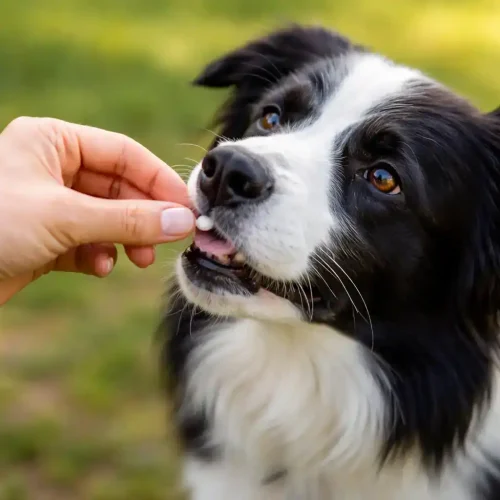 Hund bekommt Gelsemium Globuli