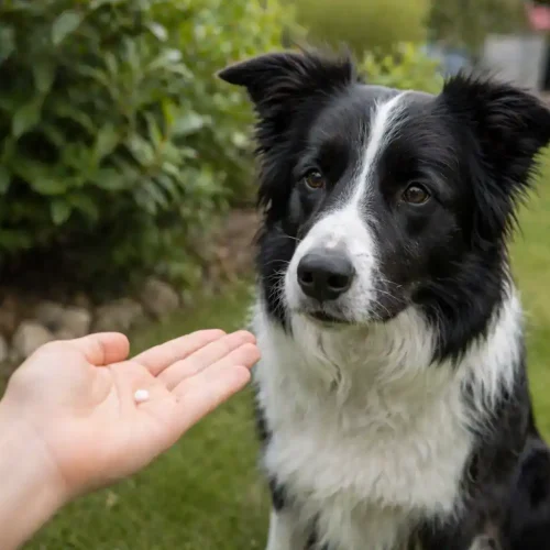Hund bekommt Sulfur Globuli