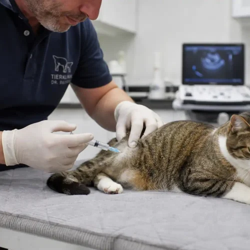 Katze mit Arthrose bekommt Solensia vom Tierarzt