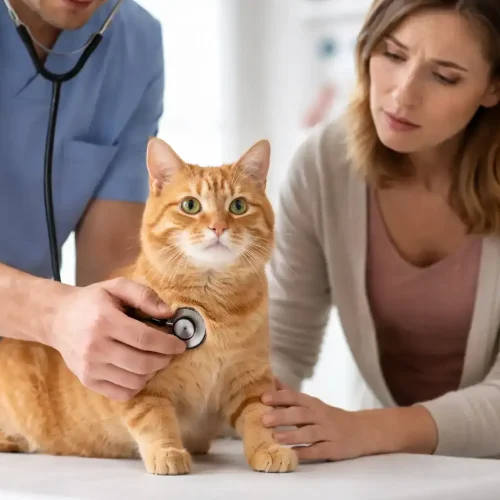 Katze beim Tierarzt um Ondansetron zu bekommen