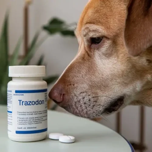 Hund schnuppert am Medikament Trazodon
